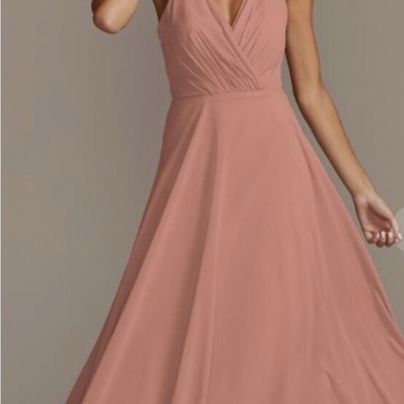 David's Bridal Pink A-line Halter Dress  Sz 14 - Picture 1 of 5